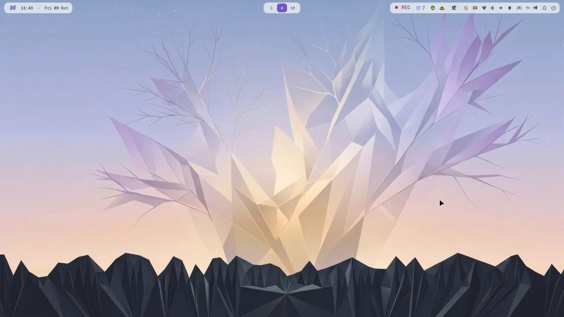 Real NomOS desktop in the Boreal Dawn theme